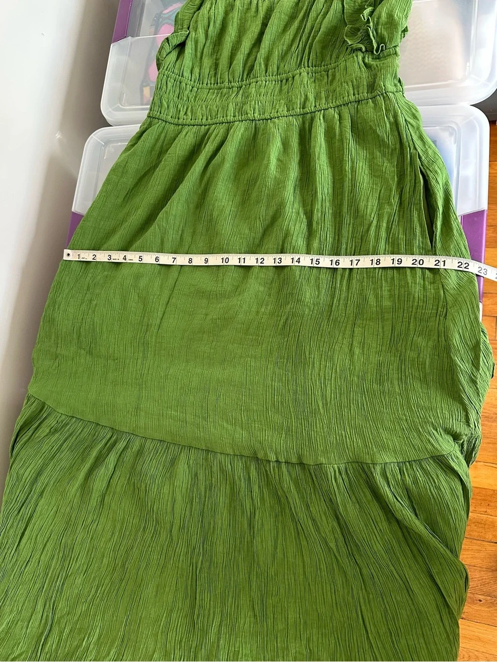 Abercrombie & Fitch Green Ruffle Strap Smocked Maxi Dress Size Large Vacation